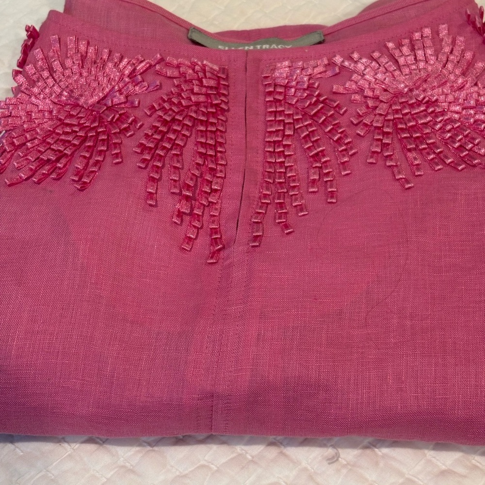 Ellen Tracy Fuchsia Linen Blouse
